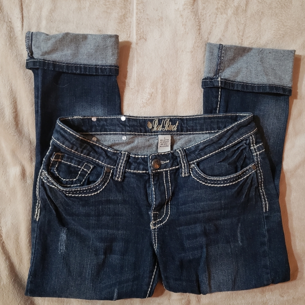 Red Rivet Skinny Jean's 9
